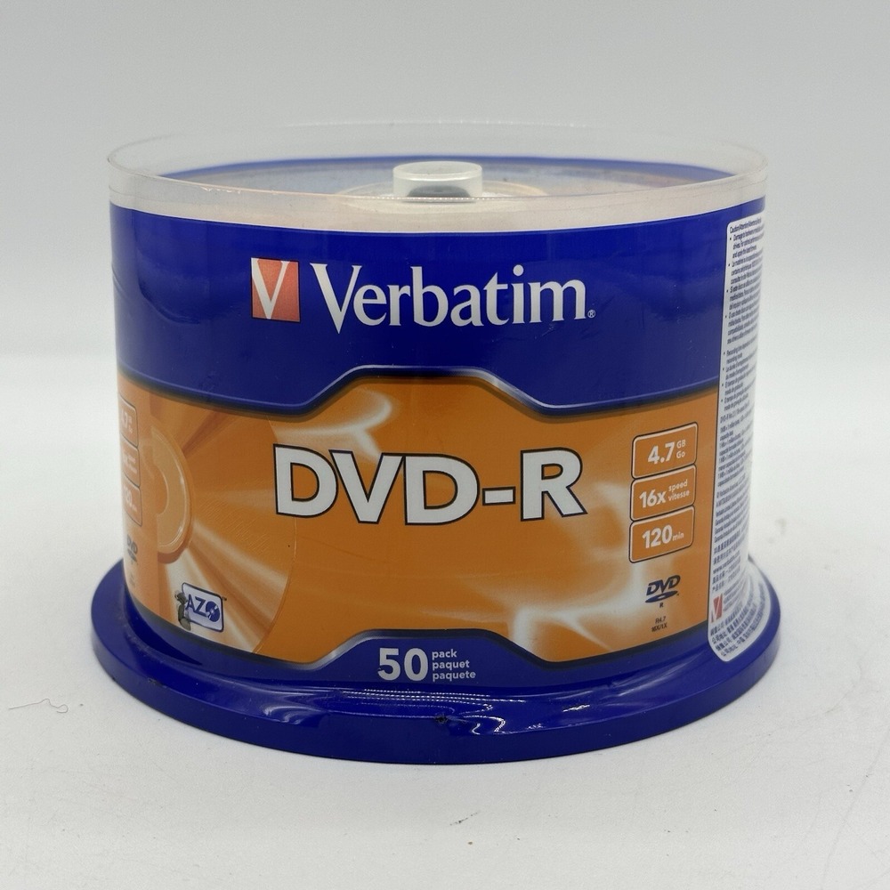 VERBATIM 50 pack Spindle 95101 DVD-R 16X 4.7 GB 16X Recordable Media 0803-203